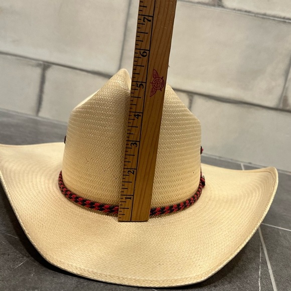 Justin straw cowboy hat western cowgirl red black tan 7 long oval 6X regal Toyo - Picture 3 of 16